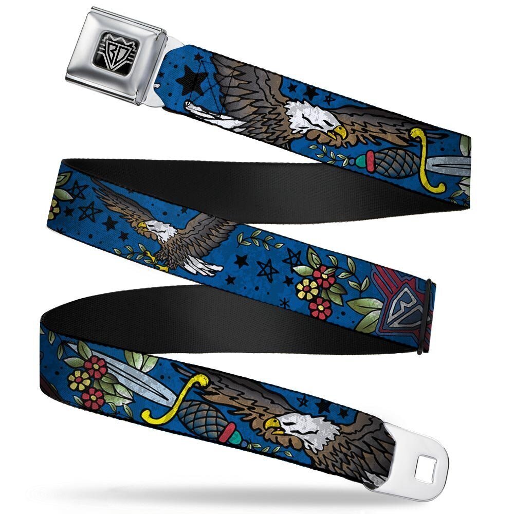 3681 Seatbelt Belt - Truth and Justice C/U Blue - 1.0" Wide - 20-36 Inches
